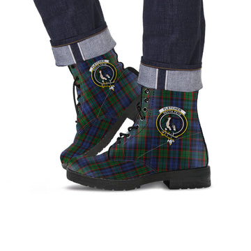 Fletcher Tartan Leather Boots with Family Crest