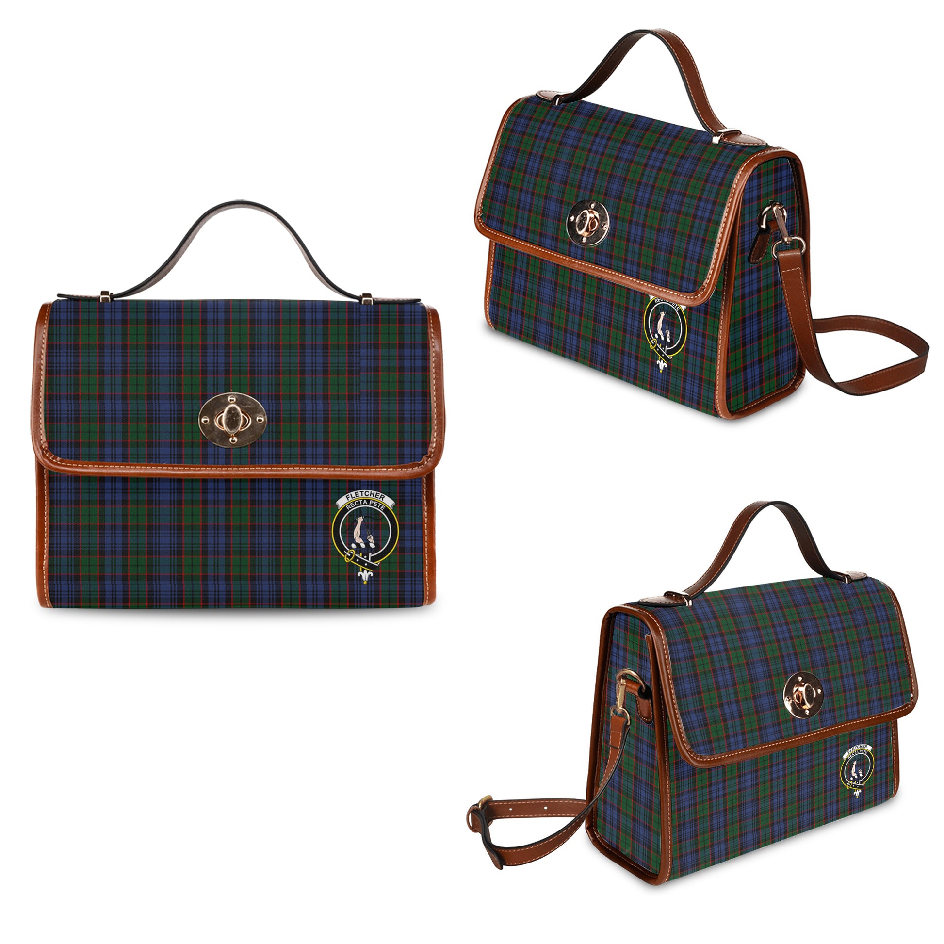 fletcher-tartan-leather-strap-waterproof-canvas-bag-with-family-crest