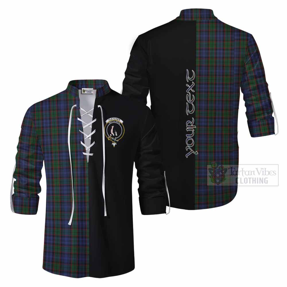 Tartan Vibes Clothing Fletcher Tartan Ghillie Kilt Shirt with Family Crest and Half Of Me Style