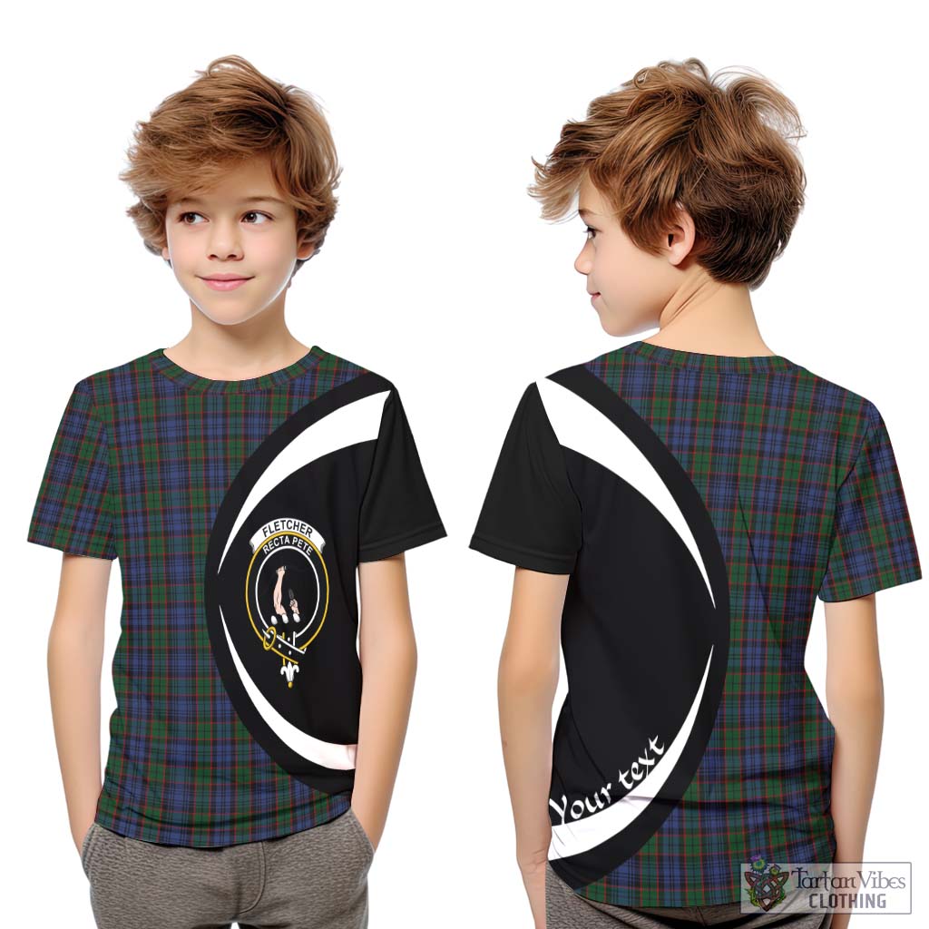 Fletcher Tartan Kid T-Shirt with Family Crest Circle Style Youth XL Size14 - Tartan Vibes Clothing