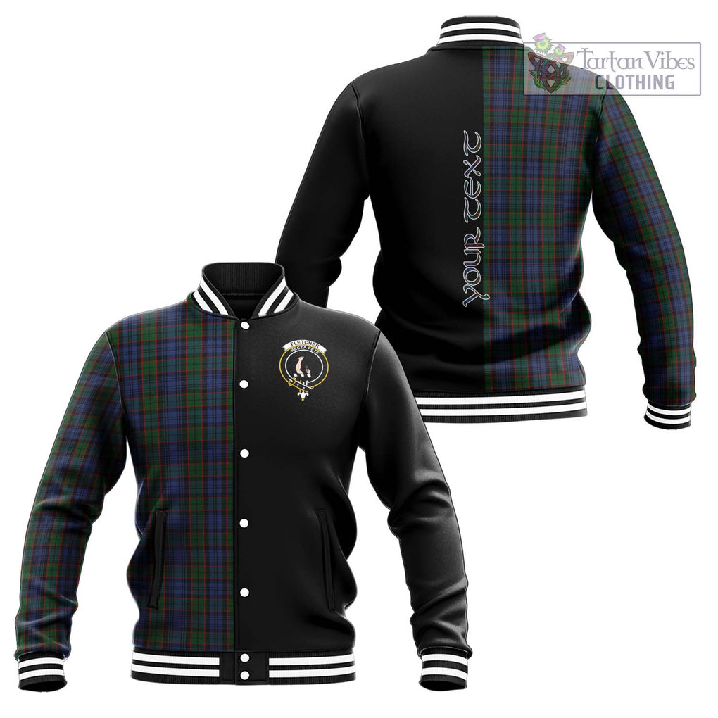 Fletcher Tartan Baseball Jacket with Family Crest and Half Of Me Style Unisex - Tartanvibesclothing Shop