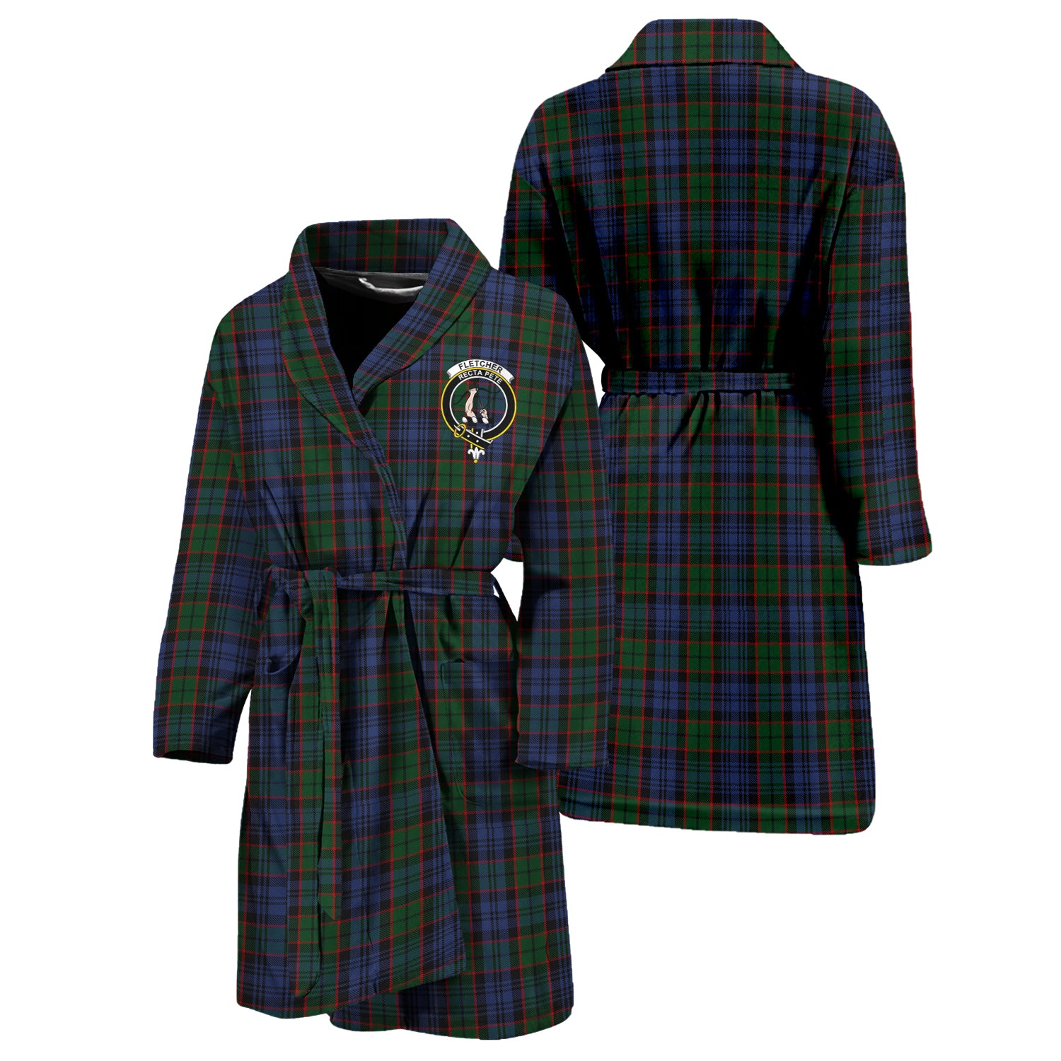 Fletcher Tartan Bathrobe with Family Crest Unisex S - Tartan Vibes Clothing