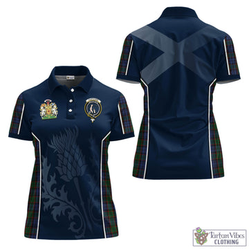 Fletcher Tartan Women's Polo Shirt with Family Crest and Scottish Thistle Vibes Sport Style