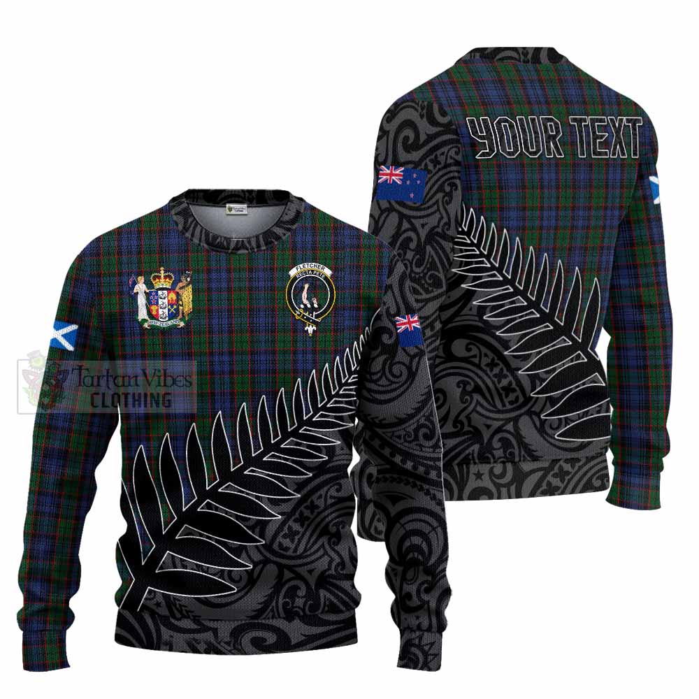 Tartan Vibes Clothing Fletcher Crest Tartan Knitted Sweater with New Zealand Silver Fern Half Style