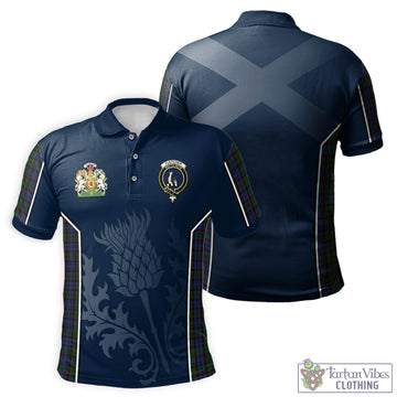 Fletcher Tartan Men's Polo Shirt with Family Crest and Scottish Thistle Vibes Sport Style