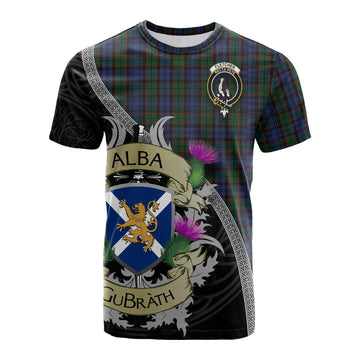 Fletcher Tartan Family Crest Cotton T-shirt Lion Rampant Royal Thistle Shield Celtic Inspired