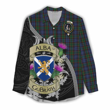 Fletcher Tartan Family Crest Women's Casual Shirt Lion Rampant Royal Thistle Shield Celtic Inspired