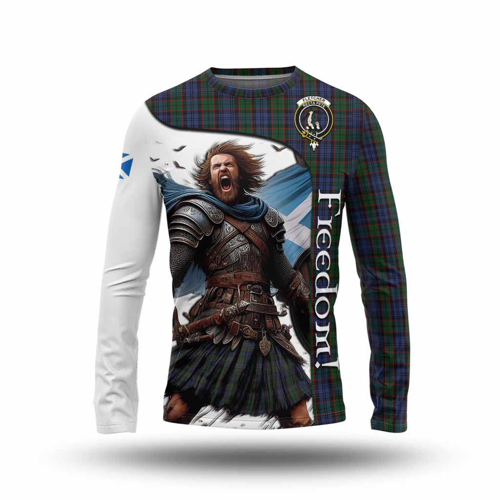 Tartan Vibes Clothing Fletcher Crest Tartan Long Sleeve T-Shirt Inspired by the Freedom of Scottish Warrior