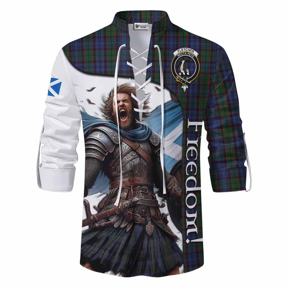 Tartan Vibes Clothing Fletcher Crest Tartan Ghillie Kilt Shirt Inspired by the Freedom of Scottish Warrior