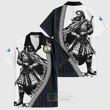 Fletcher Tartan Clan Crest Hawaiian Shirt with Highlander Warrior Celtic Style