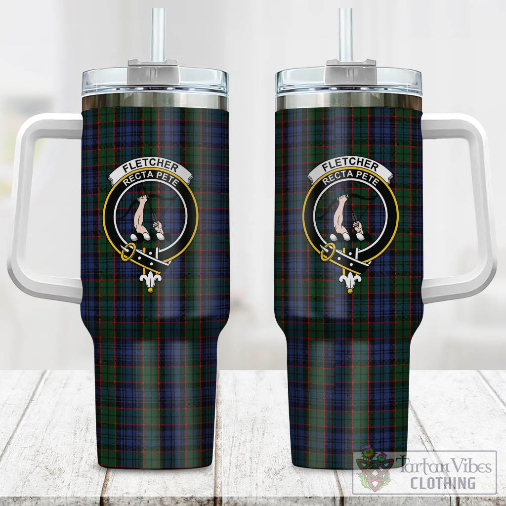 Tartan Vibes Clothing Fletcher Tartan and Family Crest Tumbler with Handle