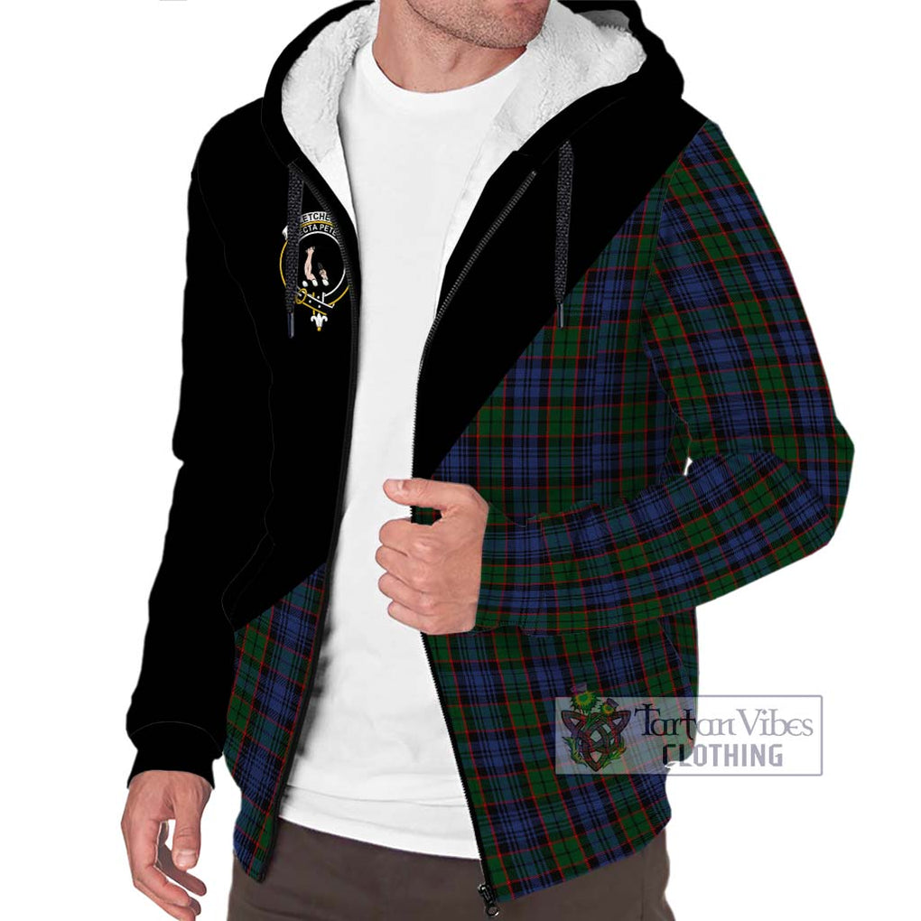 Fletcher Tartan Sherpa Hoodie with Family Crest and Military Logo Style Unisex S - Tartanvibesclothing Shop