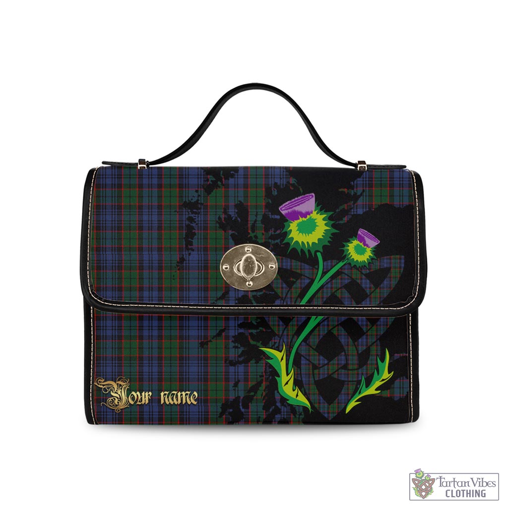 Tartan Vibes Clothing Fletcher Tartan Waterproof Canvas Bag with Scotland Map and Thistle Celtic Accents