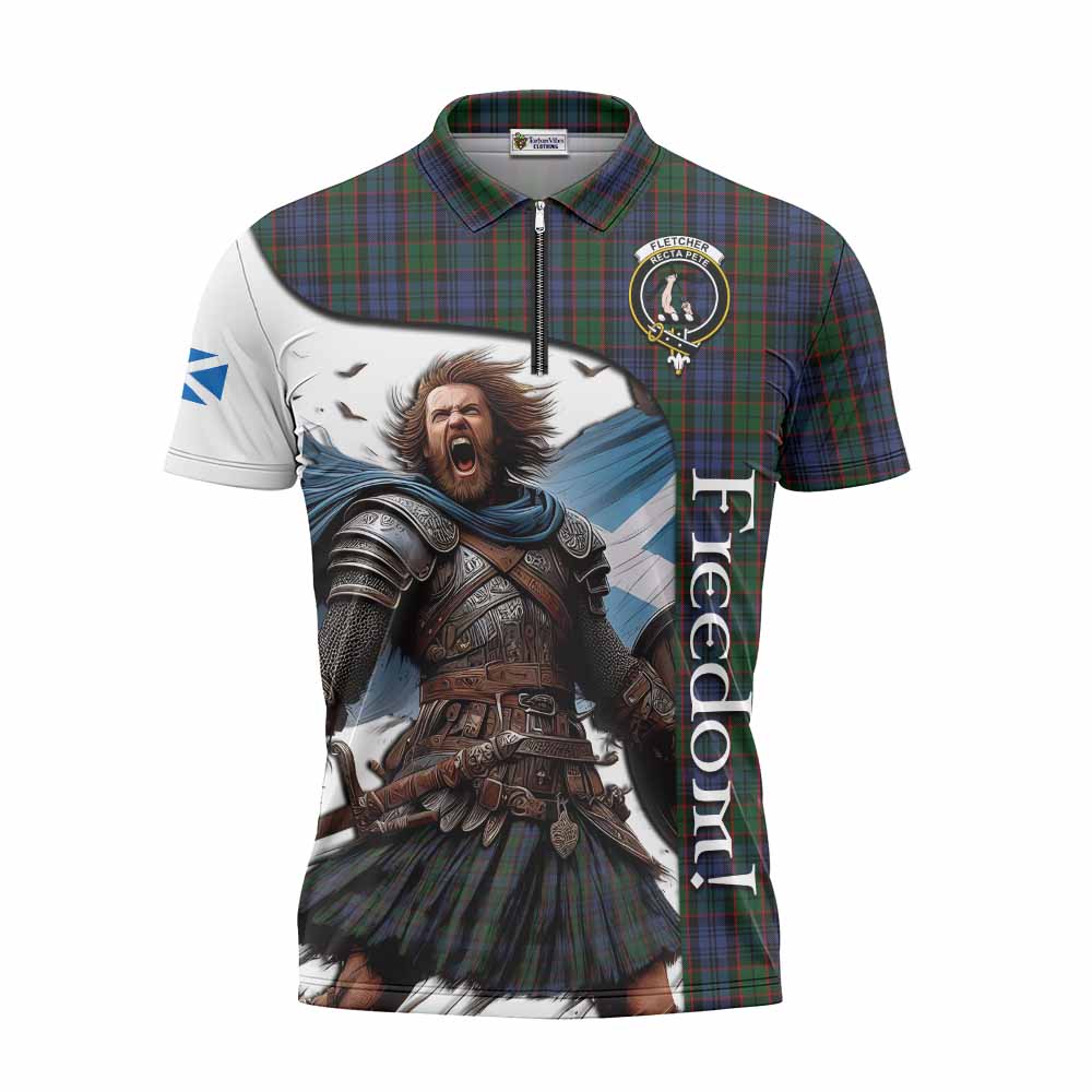 Tartan Vibes Clothing Fletcher Crest Tartan Zipper Polo Shirt Inspired by the Freedom of Scottish Warrior