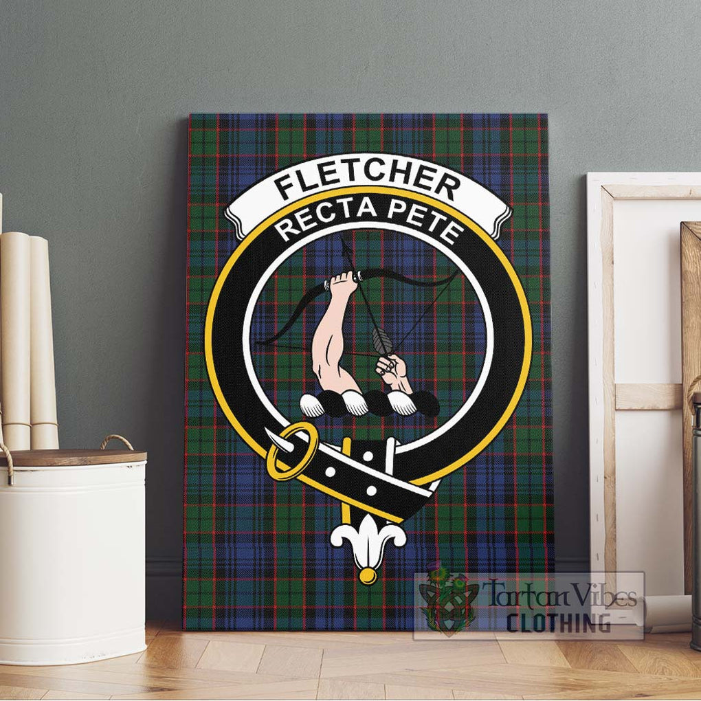Fletcher Tartan Canvas Print Wall Art with Family Crest Without Frame - Tartan Vibes Clothing