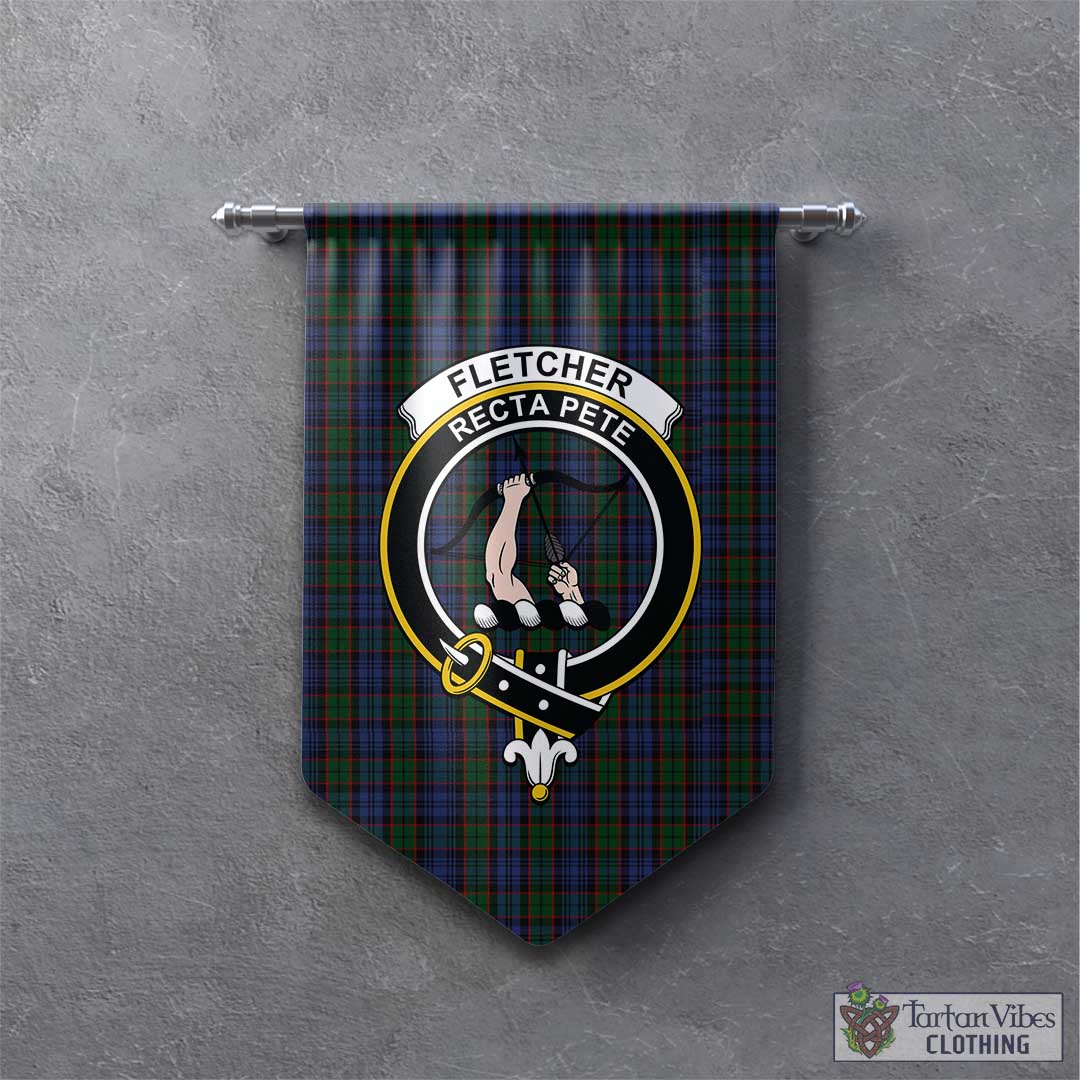 Tartan Vibes Clothing Fletcher Tartan Gonfalon, Tartan Banner with Family Crest
