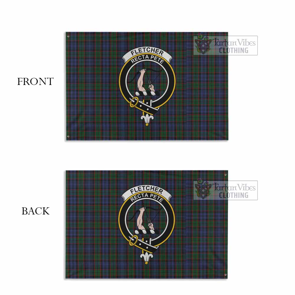 Tartan Vibes Clothing Fletcher Tartan House Flag with Family Crest