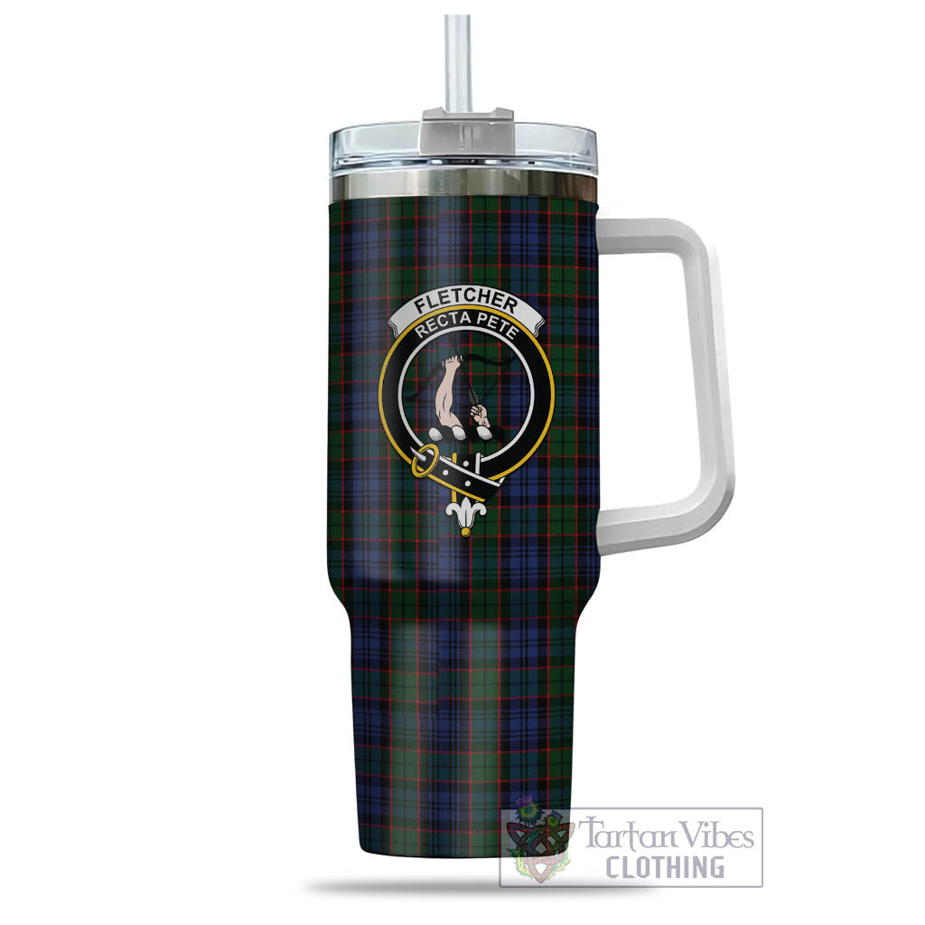 Tartan Vibes Clothing Fletcher Tartan and Family Crest Tumbler with Handle