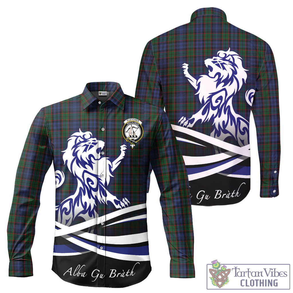 fletcher-tartan-long-sleeve-button-up-shirt-with-alba-gu-brath-regal-lion-emblem