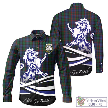 Fletcher Tartan Long Sleeve Button Up Shirt with Alba Gu Brath Regal Lion Emblem