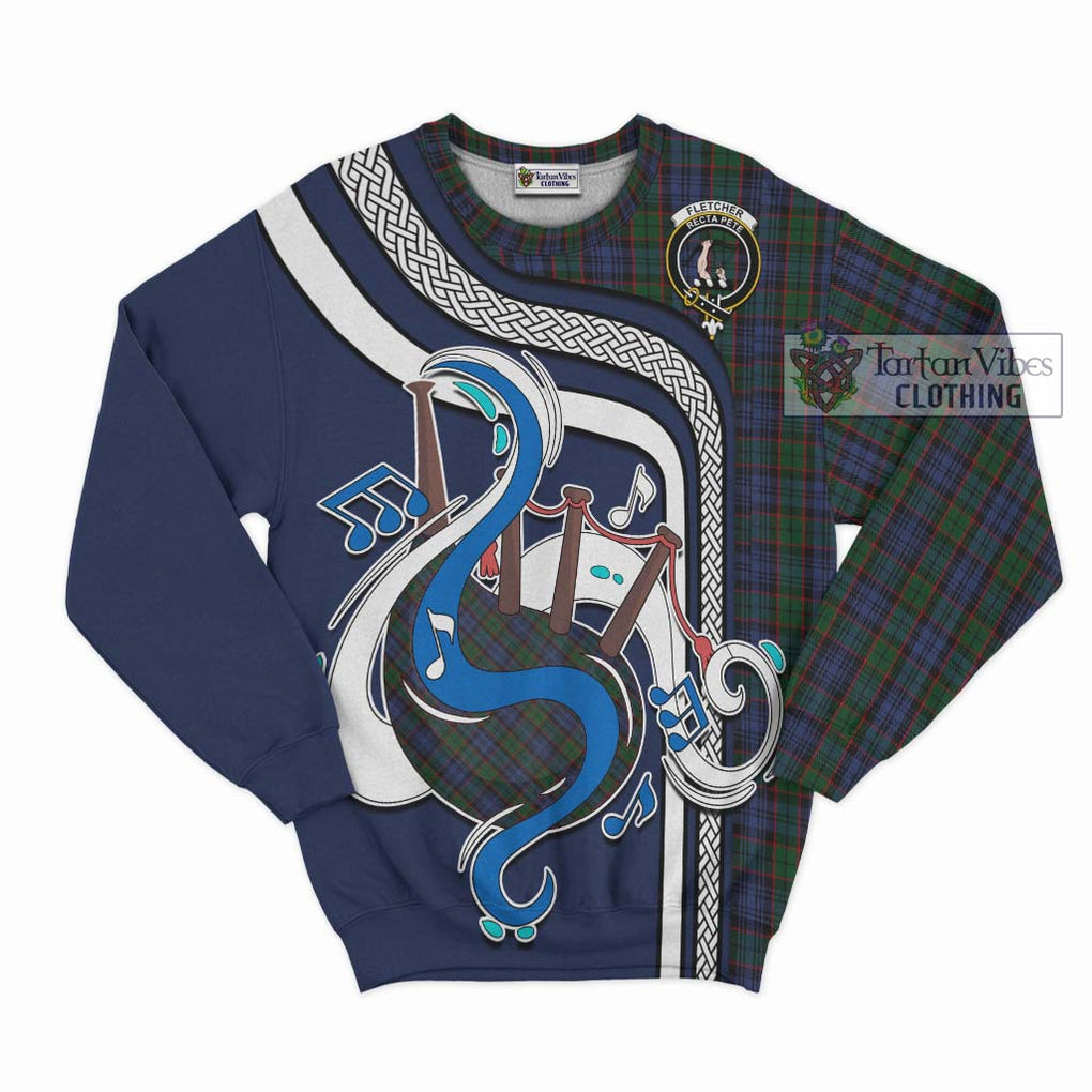 Fletcher Tartan Sweatshirt with Epic Bagpipe Style - Tartanvibesclothing Shop