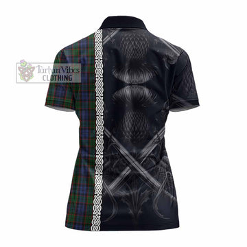 Tartan Vibes Clothing Fletcher Tartan Women's Polo Shirt with Family Crest Cross Sword Thistle Celtic Vibes