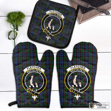 Fletcher Tartan Combo Oven Mitt & Pot-Holder with Family Crest Combo 1 Oven Mitt & 1 Pot-Holder Black - Tartan Vibes Clothing