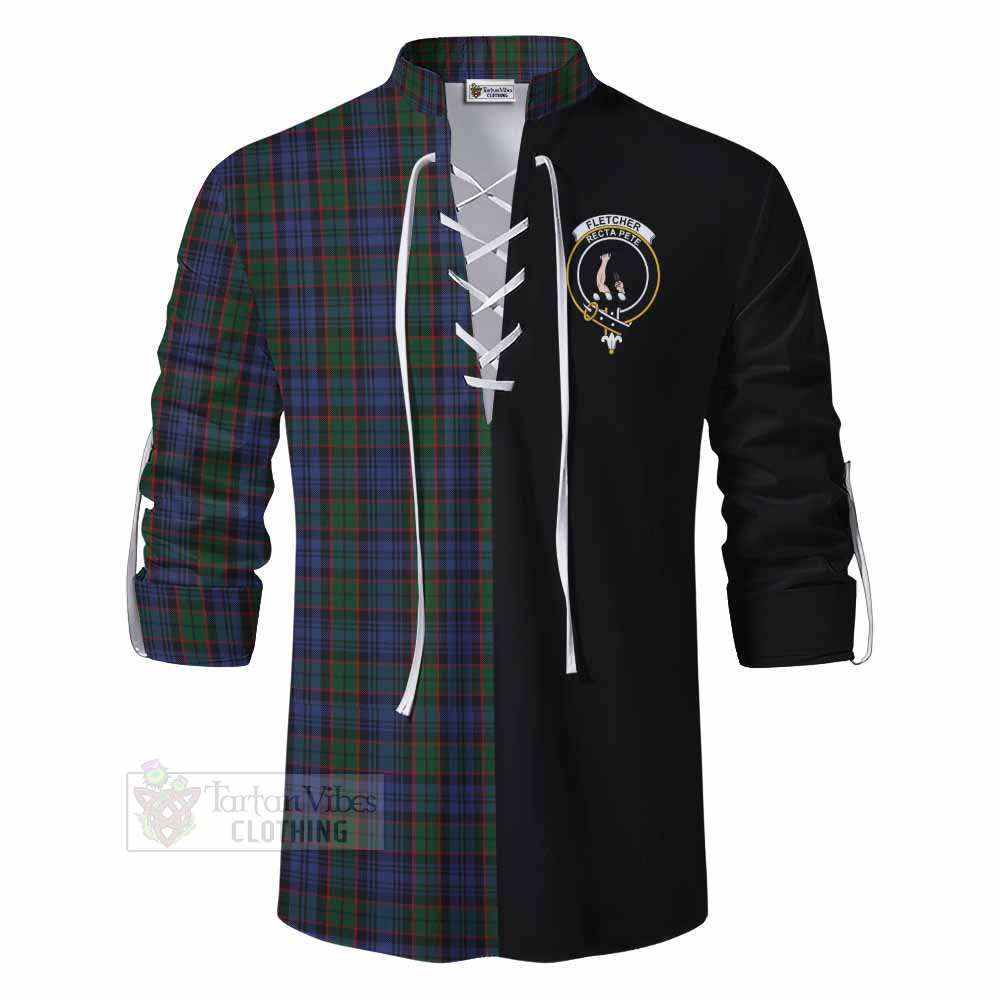 Tartan Vibes Clothing Fletcher Tartan Ghillie Kilt Shirt with Family Crest and Half Of Me Style