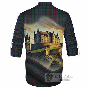 Fletcher Tartan Family Crest Ghillie Kilt Shirt with Scottish Ancient Castle Style