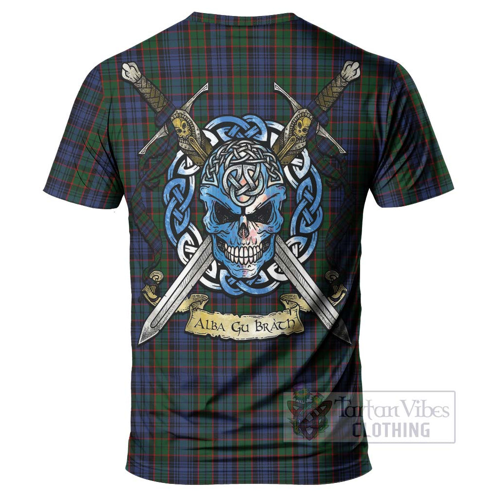 Tartan Vibes Clothing Fletcher Tartan T-Shirt with Family Crest Celtic Skull Style