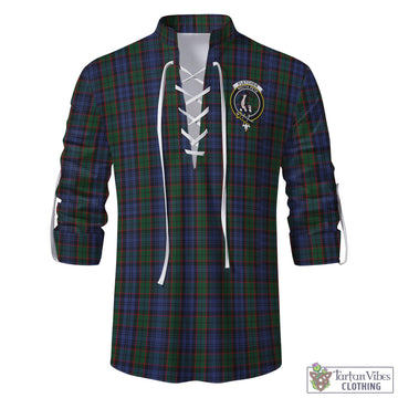 Tartan Vibes Clothing Fletcher Tartan Men's Scottish Traditional Jacobite Ghillie Kilt Shirt with Family Crest