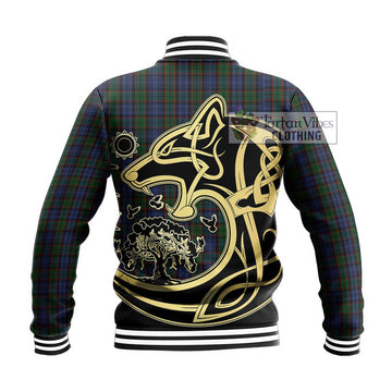 Fletcher Tartan Baseball Jacket with Family Crest Celtic Wolf Style