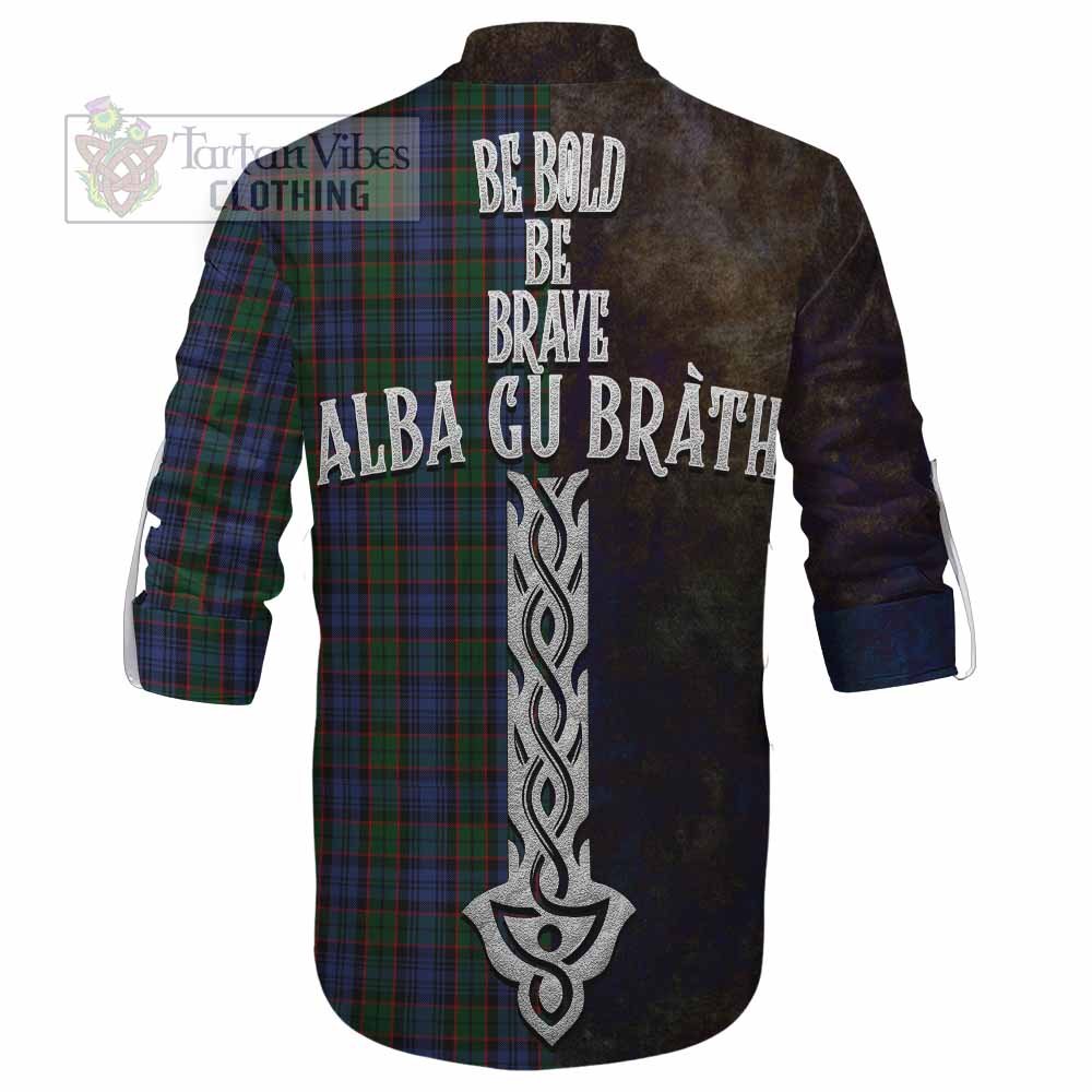 Tartan Vibes Clothing Fletcher Tartan Family Crest Ghillie Kilt Shirt Alba Gu Brath Be Brave Lion Ancient Style