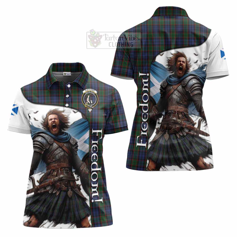Tartan Vibes Clothing Fletcher Crest Tartan Women's Polo Shirt Inspired by the Freedom of Scottish Warrior