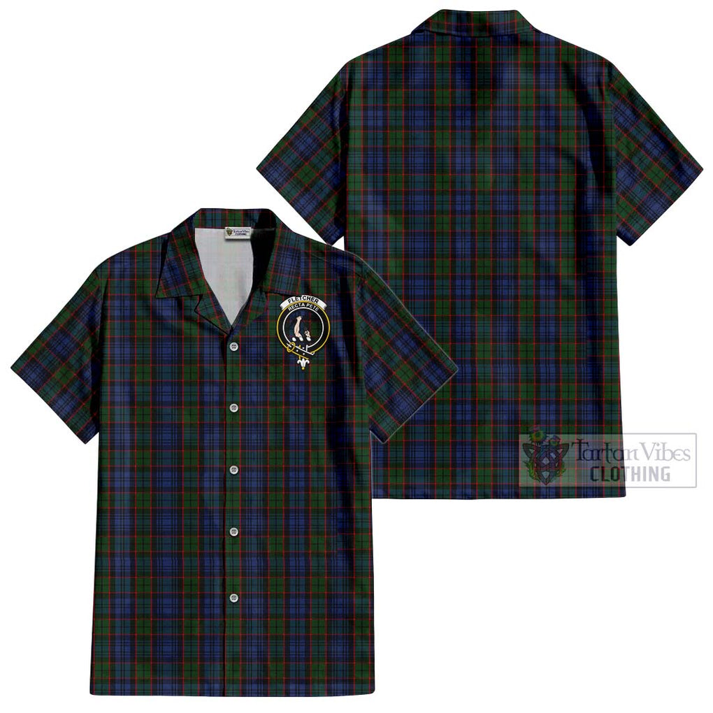 Fletcher Tartan Cotton Hawaiian Shirt with Family Crest Kid - Tartan Vibes Clothing