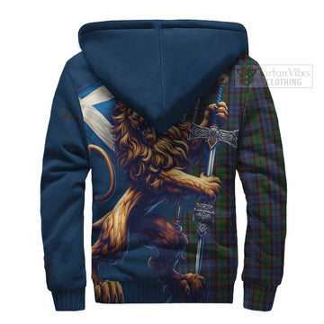 Fletcher Tartan Family Crest Sherpa Hoodie with Scottish Majestic Lion