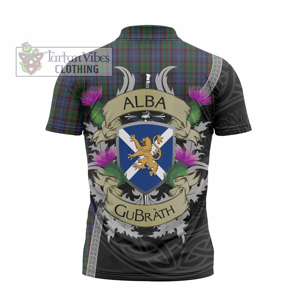 Tartan Vibes Clothing Fletcher Tartan Family Crest Zipper Polo Shirt Lion Rampant Royal Thistle Shield Celtic Inspired
