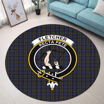 Fletcher Tartan Round Rug with Family Crest - Tartanvibesclothing