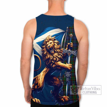 Tartan Vibes Clothing Fletcher Tartan Family Crest Men's Tank Top with Scottish Majestic Lion