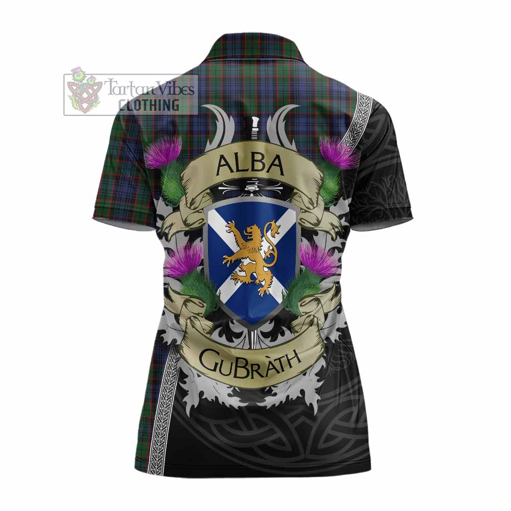 Tartan Vibes Clothing Fletcher Tartan Family Crest Women's Polo Shirt Lion Rampant Royal Thistle Shield Celtic Inspired
