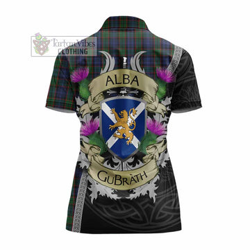 Tartan Vibes Clothing Fletcher Tartan Family Crest Women's Polo Shirt Lion Rampant Royal Thistle Shield Celtic Inspired