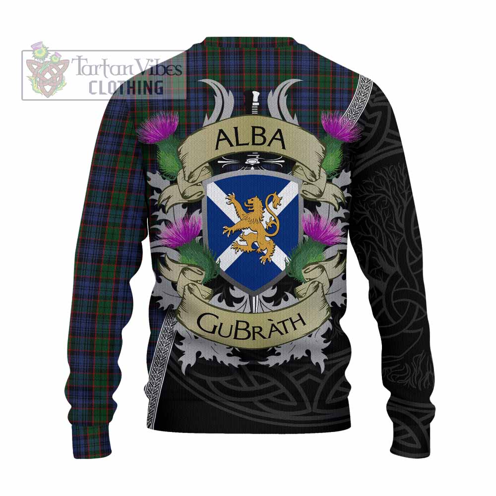 Tartan Vibes Clothing Fletcher Tartan Family Crest Knitted Sweater Lion Rampant Royal Thistle Shield Celtic Inspired
