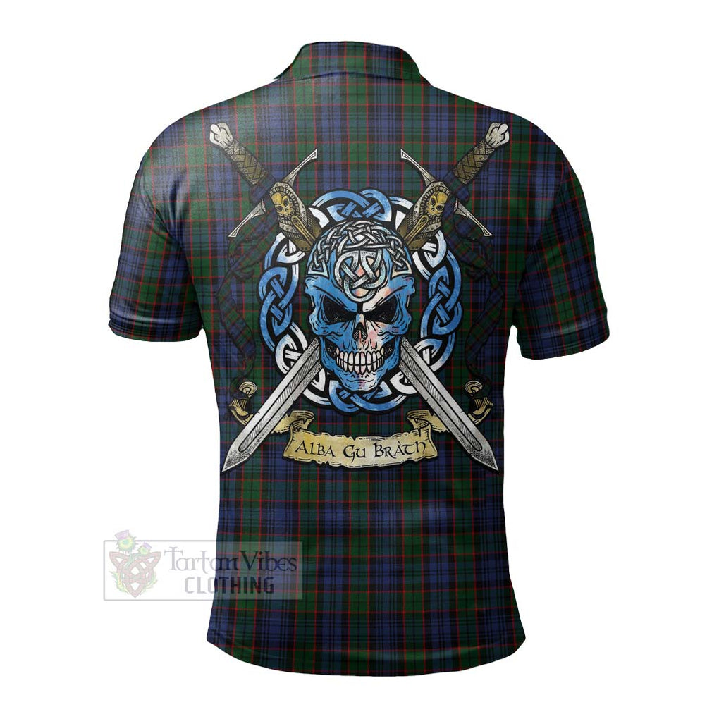 Tartan Vibes Clothing Fletcher Tartan Polo Shirt with Family Crest Celtic Skull Style