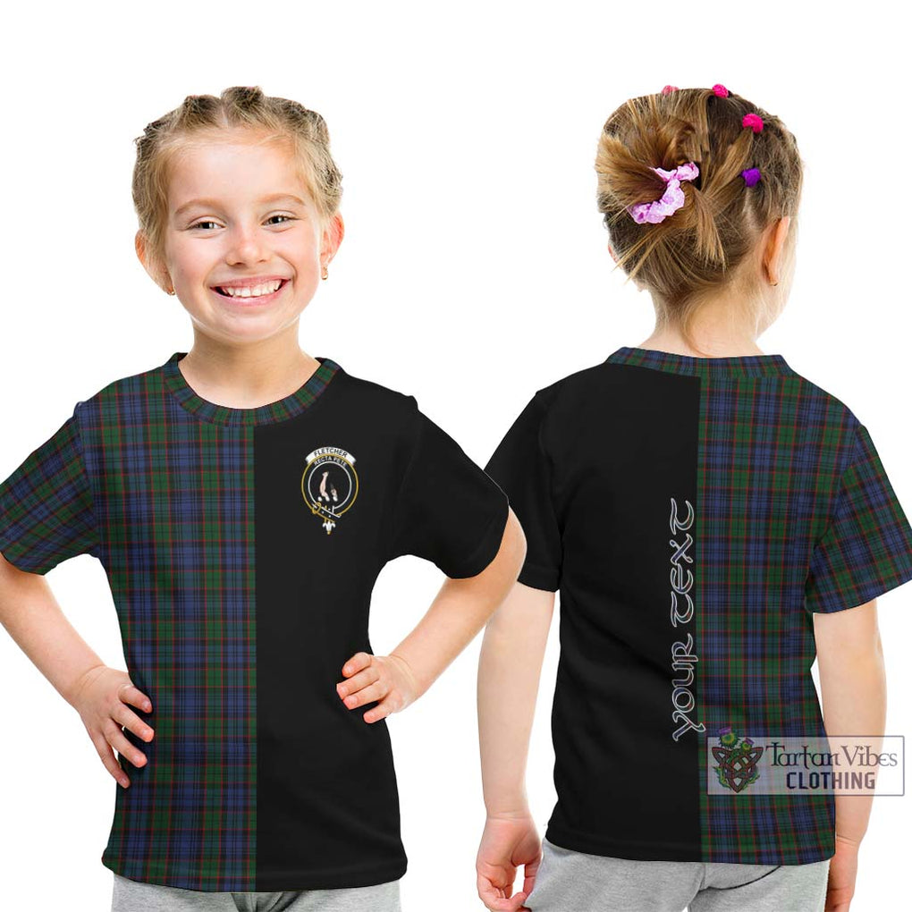 Fletcher Tartan Kid T-Shirt with Family Crest and Half Of Me Style - Tartanvibesclothing Shop