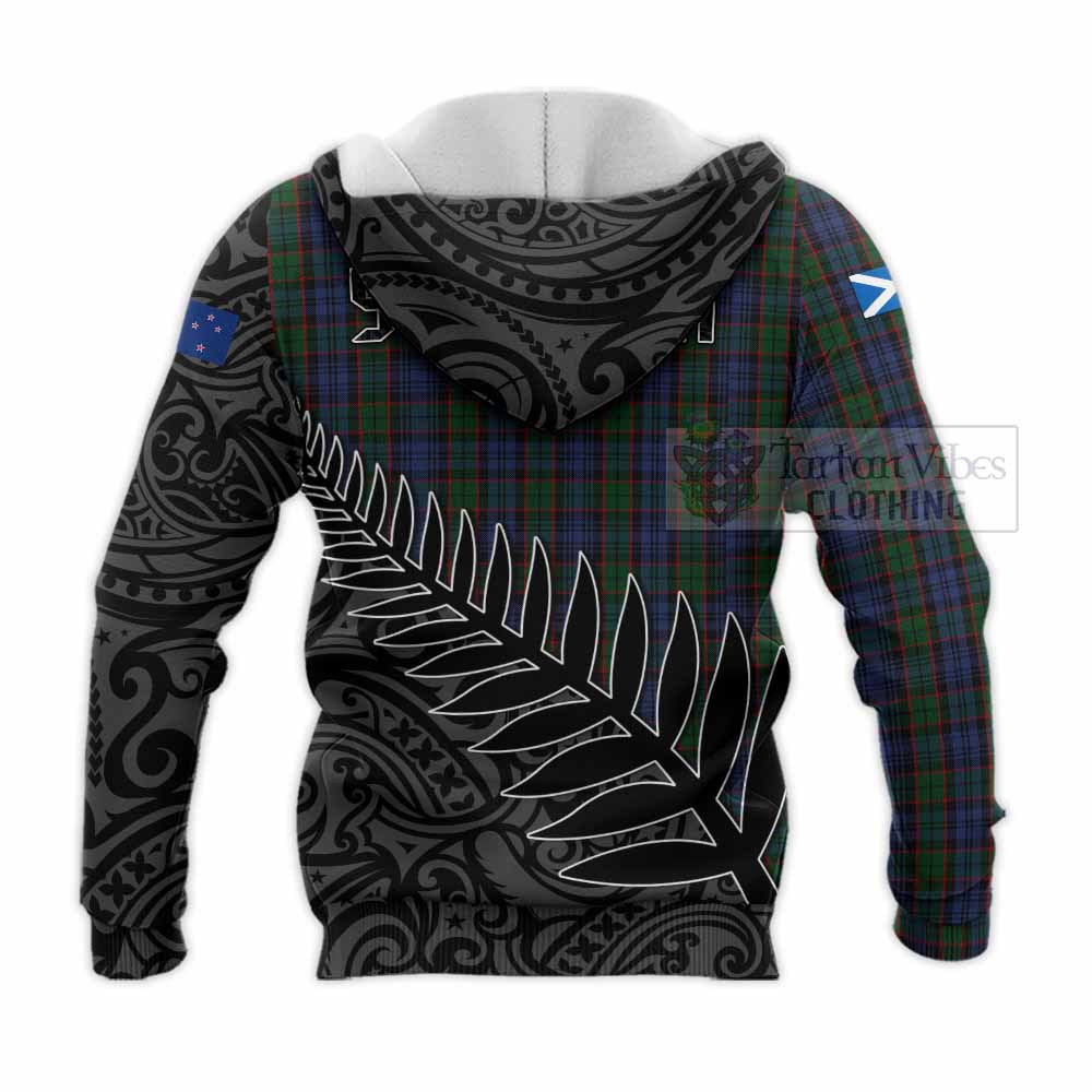 Tartan Vibes Clothing Fletcher Crest Tartan Knitted Hoodie with New Zealand Silver Fern Half Style