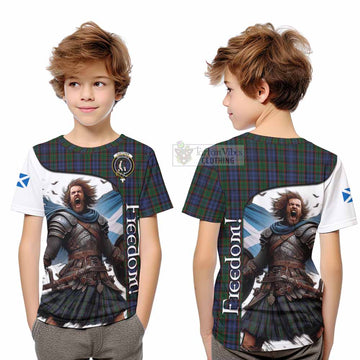 Fletcher Crest Tartan Kid T-Shirt Inspired by the Freedom of Scottish Warrior