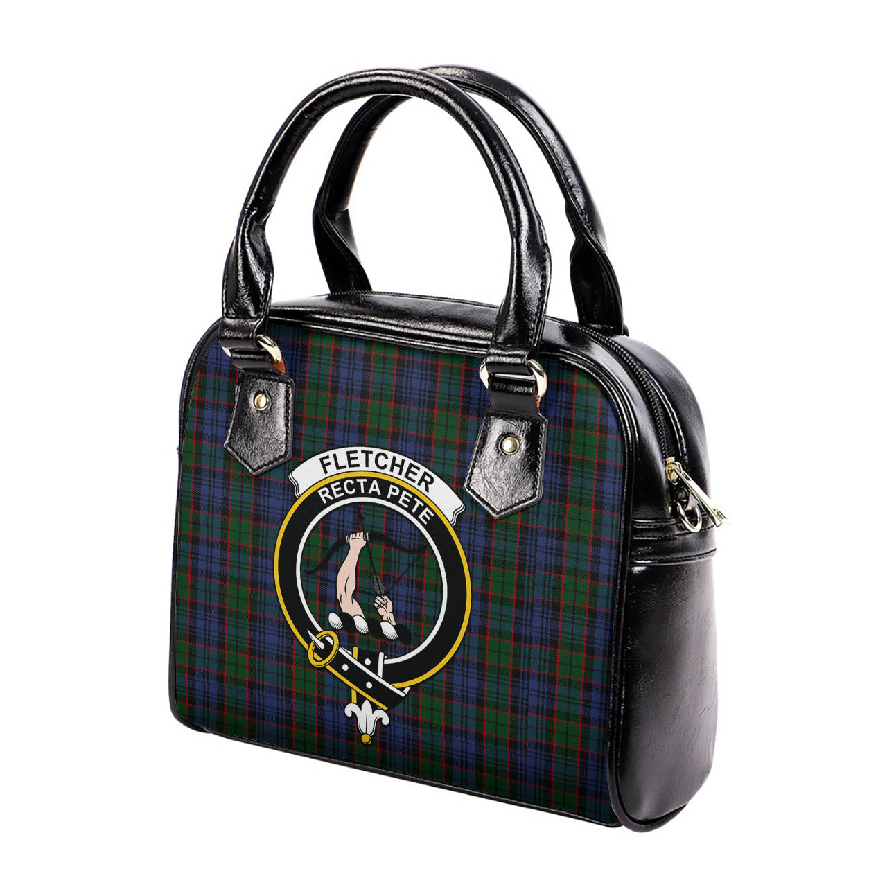 Fletcher Tartan Shoulder Handbags with Family Crest - Tartanvibesclothing