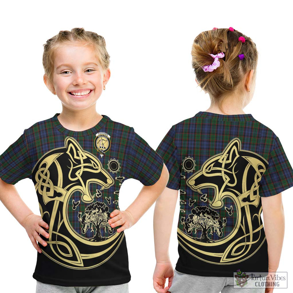 Fletcher Tartan Kid T-Shirt with Family Crest Celtic Wolf Style - Tartan Vibes Clothing