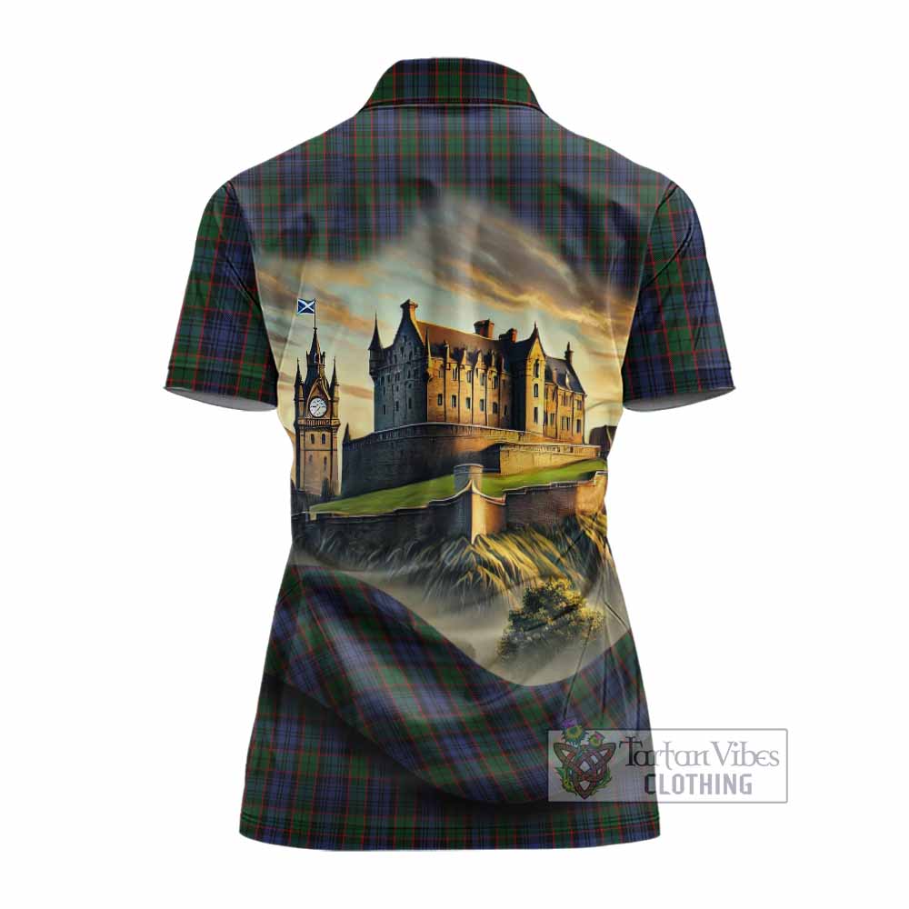 Tartan Vibes Clothing Fletcher Tartan Family Crest Women's Polo Shirt with Scottish Ancient Castle Stype