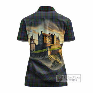 Tartan Vibes Clothing Fletcher Tartan Family Crest Women's Polo Shirt with Scottish Ancient Castle Stype